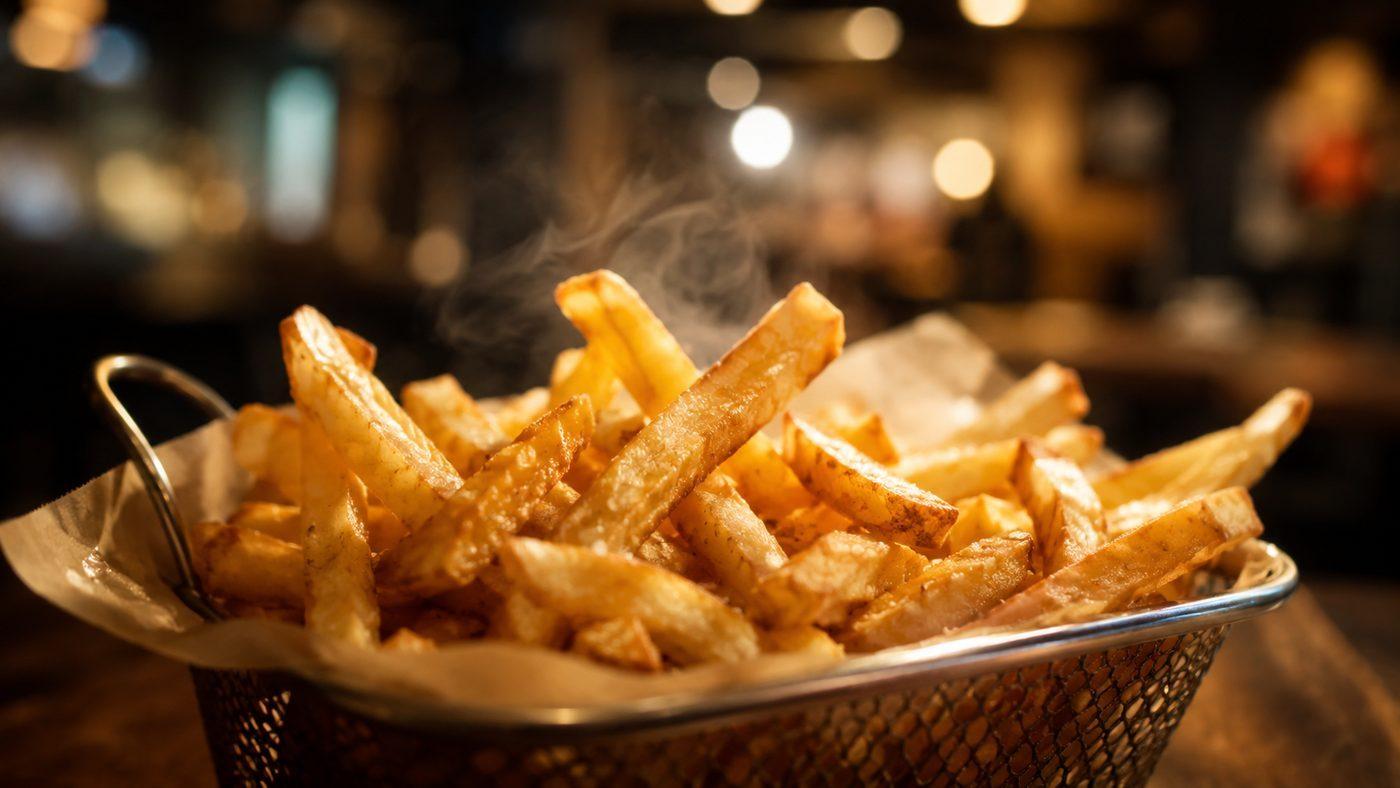 Papas fritas doradas recién hechas
